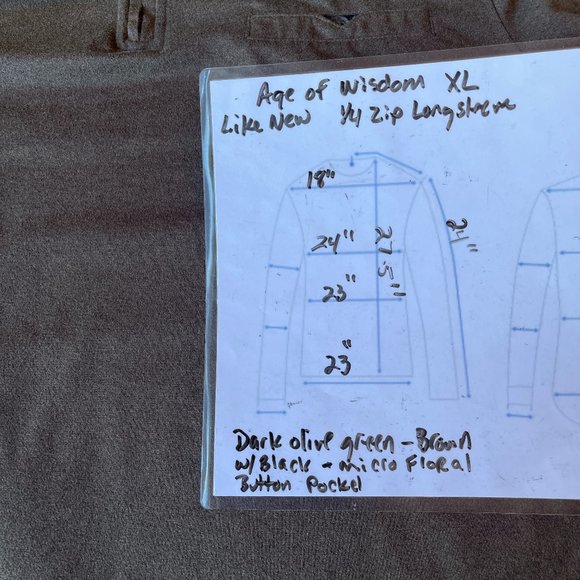 Age Of Wisdom Oversized Olive Green Brown Quarter Zip Long Sleeve Top Women XL - Picture 7 of 7